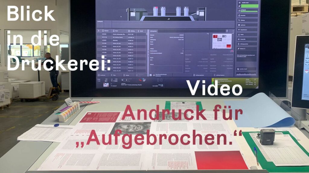 Kontrolltisch mit Druckbogen.