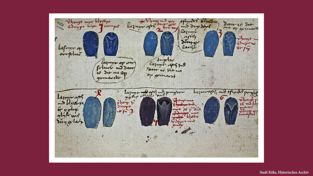 Mittelalterliches Bild über blaue Farben