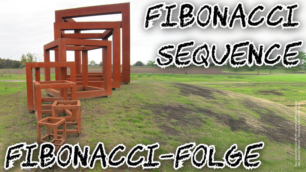 Neun eiserne Fibonacci-Würfel von Petra Paffenholz, Skulpturpfad „Diepholz | Dümmer“ · Wikimedia Commons/Corradox