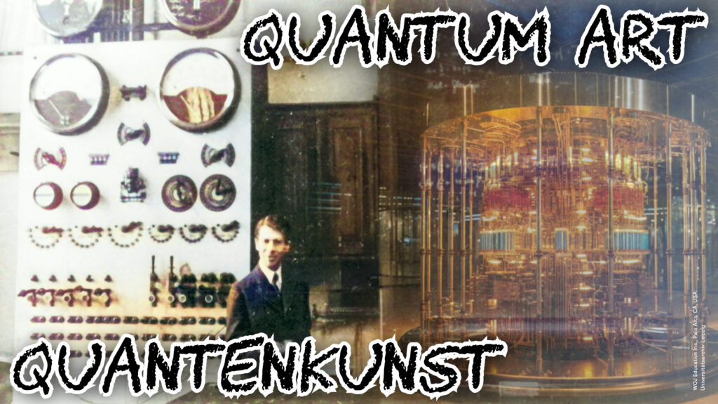 Montage aus einem Foto von Friedrich Hund im Leipziger Institut 1937 (Foto aus dem Universitätsarchiv Leipzig) und einem Quantencomputer (Bild von WOJ Education Inc., Palo Alto, CA, USA)